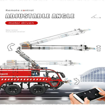 Mould King Building Block Set: Motorized RC Pneumatic Airport Rescue Truck, Model 19004
