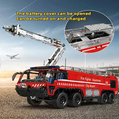 Mould King Building Block Set: Motorized RC Pneumatic Airport Rescue Truck, Model 19004