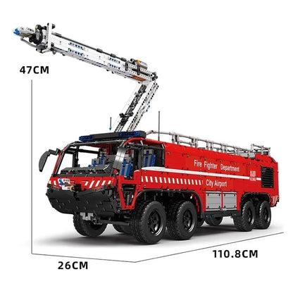 Mould King Building Block Set: Motorized RC Pneumatic Airport Rescue Truck, Model 19004