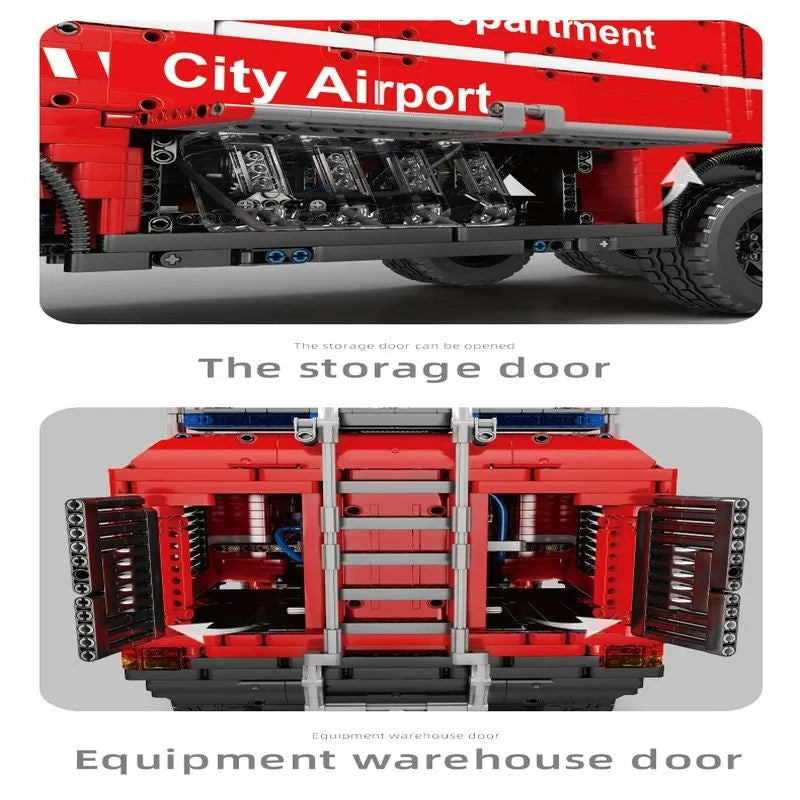 Mould King Building Block Set: Motorized RC Pneumatic Airport Rescue Truck, Model 19004