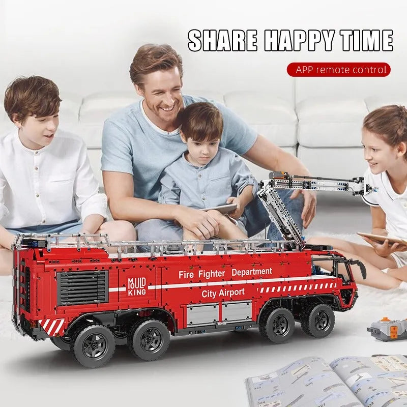 Mould King Building Block Set: Motorized RC Pneumatic Airport Rescue Truck, Model 19004
