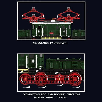 Mould King Motorized Building Block Set: RC Electric Crocodile Locomotive Train, Model K12023