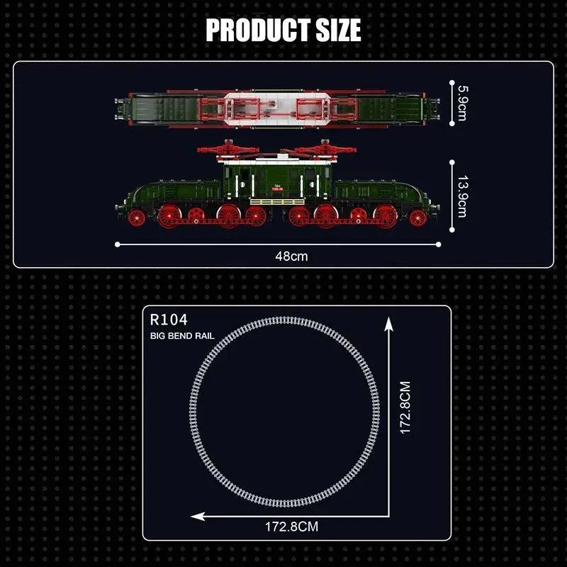 Mould King Motorized Building Block Set: RC Electric Crocodile Locomotive Train, Model K12023
