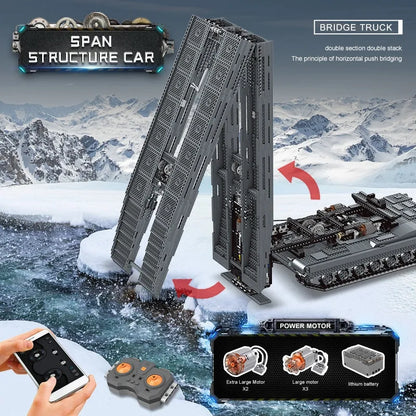 Mould King Building Block Set: RC Motorized Armored Bridge Layer Structure Car, Model 20002