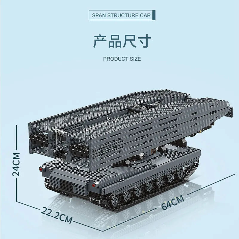 Mould King Building Block Set: RC Motorized Armored Bridge Layer Structure Car, Model 20002
