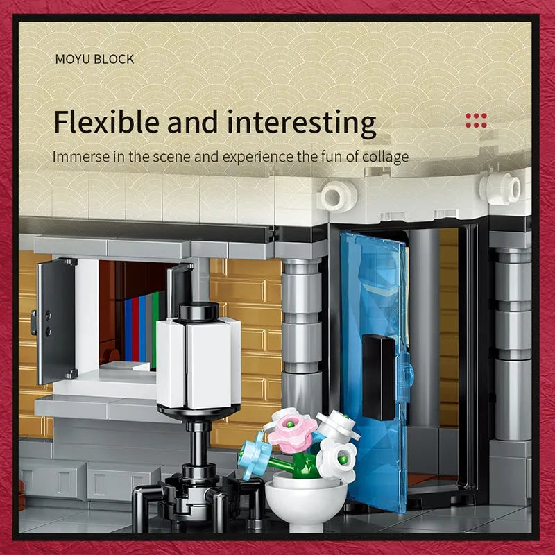 MOYU MOC Building Block Set: City Street MOC Sushi Bar House, Model MY82002