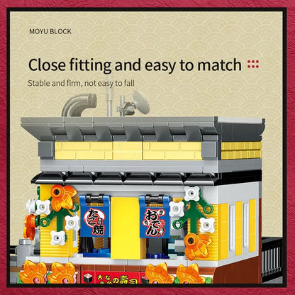 MOYU MOC Building Block Set: City Street MOC Sushi Bar House, Model MY82002
