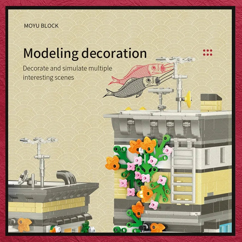 MOYU MOC Building Block Set: City Street MOC Sushi Bar House, Model MY82002