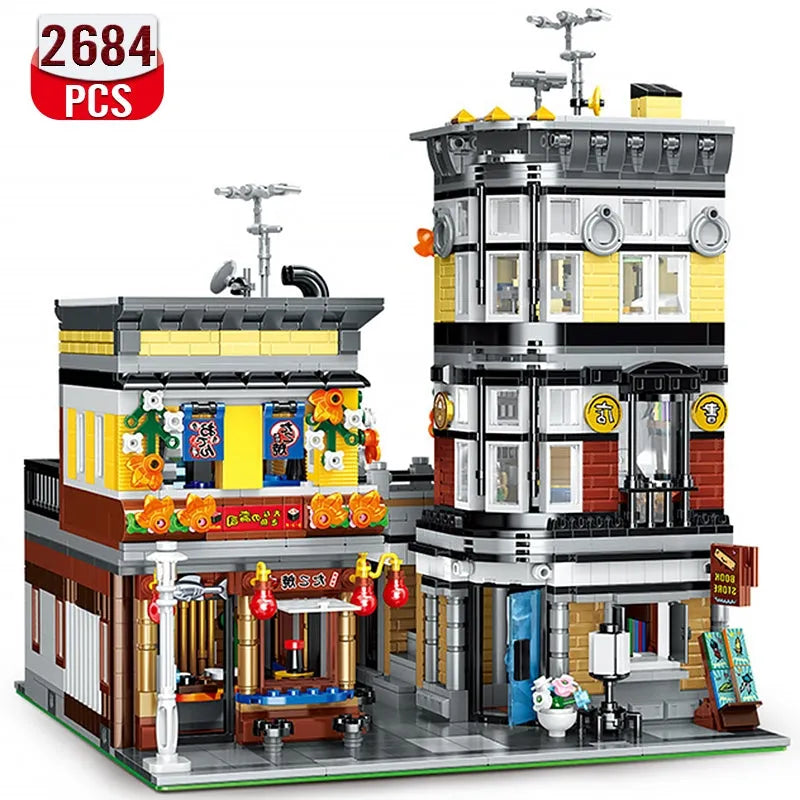 MOYU MOC Building Block Set: City Street MOC Sushi Bar House, Model MY82002