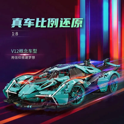 MOYU MOC Motorized Building Block Set: 88301B Roaring Speed Racing Sports Car, Model MY88301B