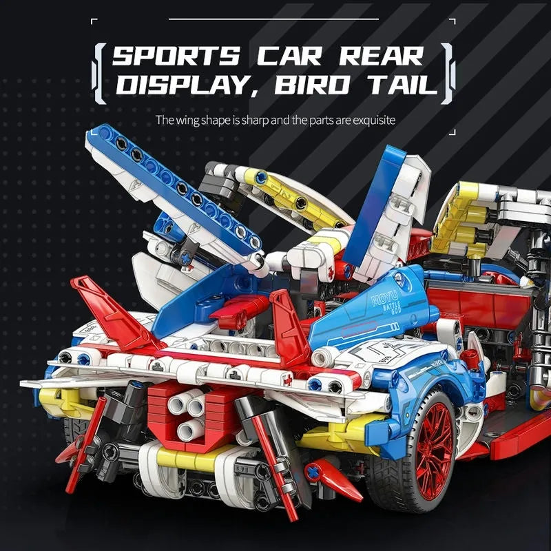 MOYU MOC Motorized Building Block Set: 88320A Tech Apollo Project EVO Sports Racing Car, Model MY88320A