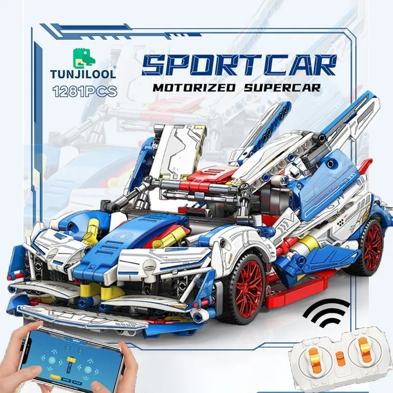 MOYU MOC Motorized Building Block Set: 88320A Tech Apollo Project EVO Sports Racing Car, Model MY88320A