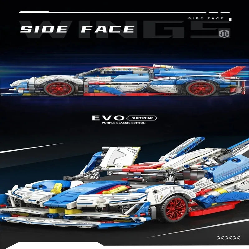 MOYU MOC Motorized Building Block Set: 88320A Tech Apollo Project EVO Sports Racing Car, Model MY88320A