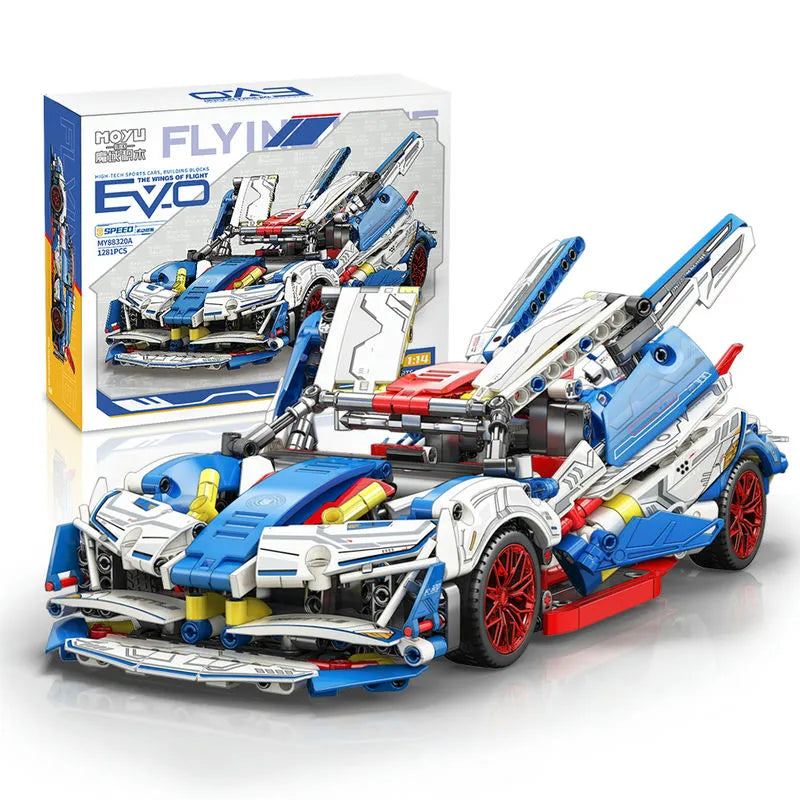 MOYU MOC Motorized Building Block Set: 88320A Tech Apollo Project EVO Sports Racing Car, Model MY88320A