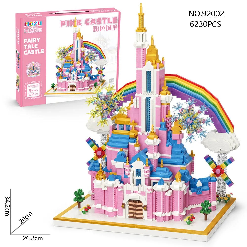 MOYU MOC Building Block Set: 92002 Girls Princess Pink Rainbow Castle MINI, Model MY92002