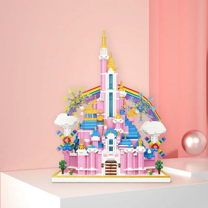 MOYU MOC Building Block Set: 92002 Girls Princess Pink Rainbow Castle MINI, Model MY92002