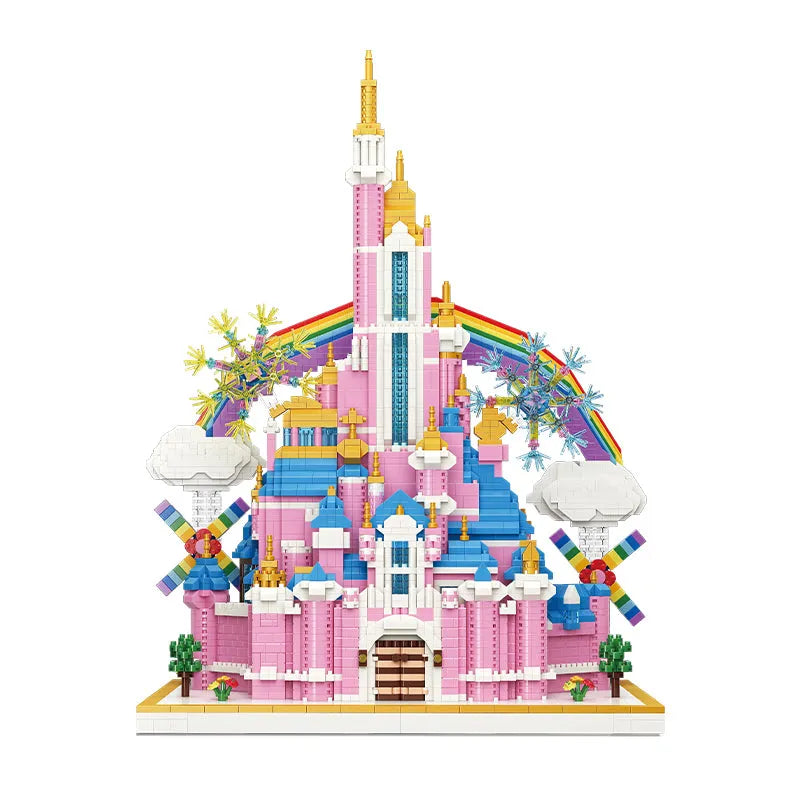 MOYU MOC Building Block Set: 92002 Girls Princess Pink Rainbow Castle MINI, Model MY92002