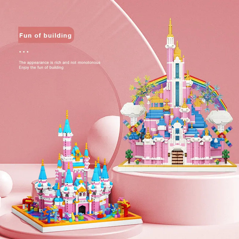 MOYU MOC Building Block Set: 92002 Girls Princess Pink Rainbow Castle MINI, Model MY92002