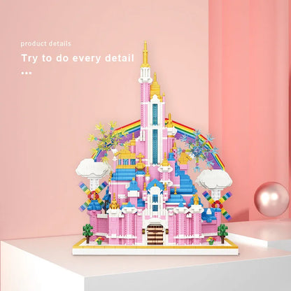 MOYU MOC Building Block Set: 92002 Girls Princess Pink Rainbow Castle MINI, Model MY92002