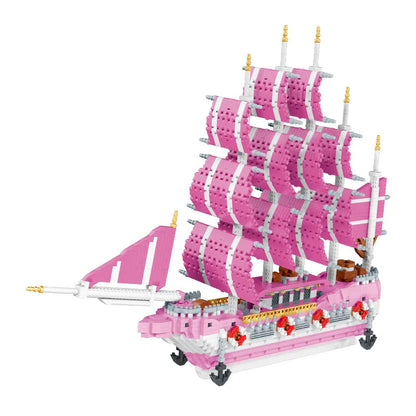 MOYU MOC Building Block Set: Experts Girls Pink Princess Love Sailboat MINI, Model MY97001