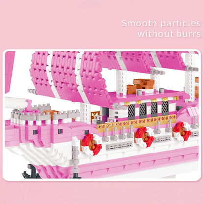 MOYU MOC Building Block Set: Experts Girls Pink Princess Love Sailboat MINI, Model MY97001