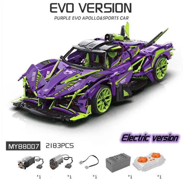 MOYU MOC Building Block Set: Motorized RC Apollo EVO Concept Roadster, Model MY88007PF