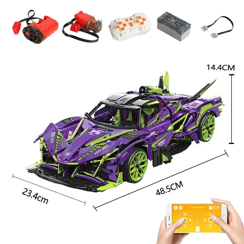 MOYU MOC Building Block Set: Motorized RC Apollo EVO Concept Roadster, Model MY88007PF