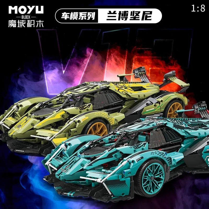 MOYU MOC Building Block Set: Motorized RC Lambo V12 Vision GT Racing Car, Model MY88001BPF