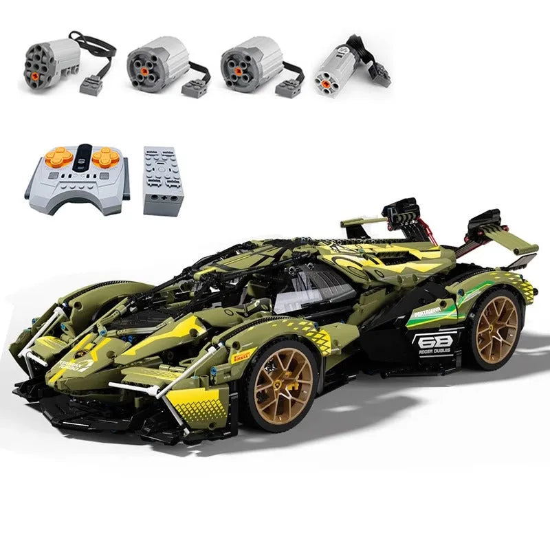 MOYU MOC Motorized Building Block Set: APP RC Lambo V12 Vision GT Racing Car, Model MY88001A