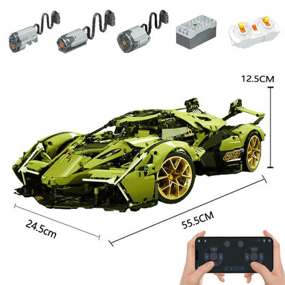 MOYU MOC Motorized Building Block Set: APP RC Lambo V12 Vision GT Racing Car, Model MY88001A