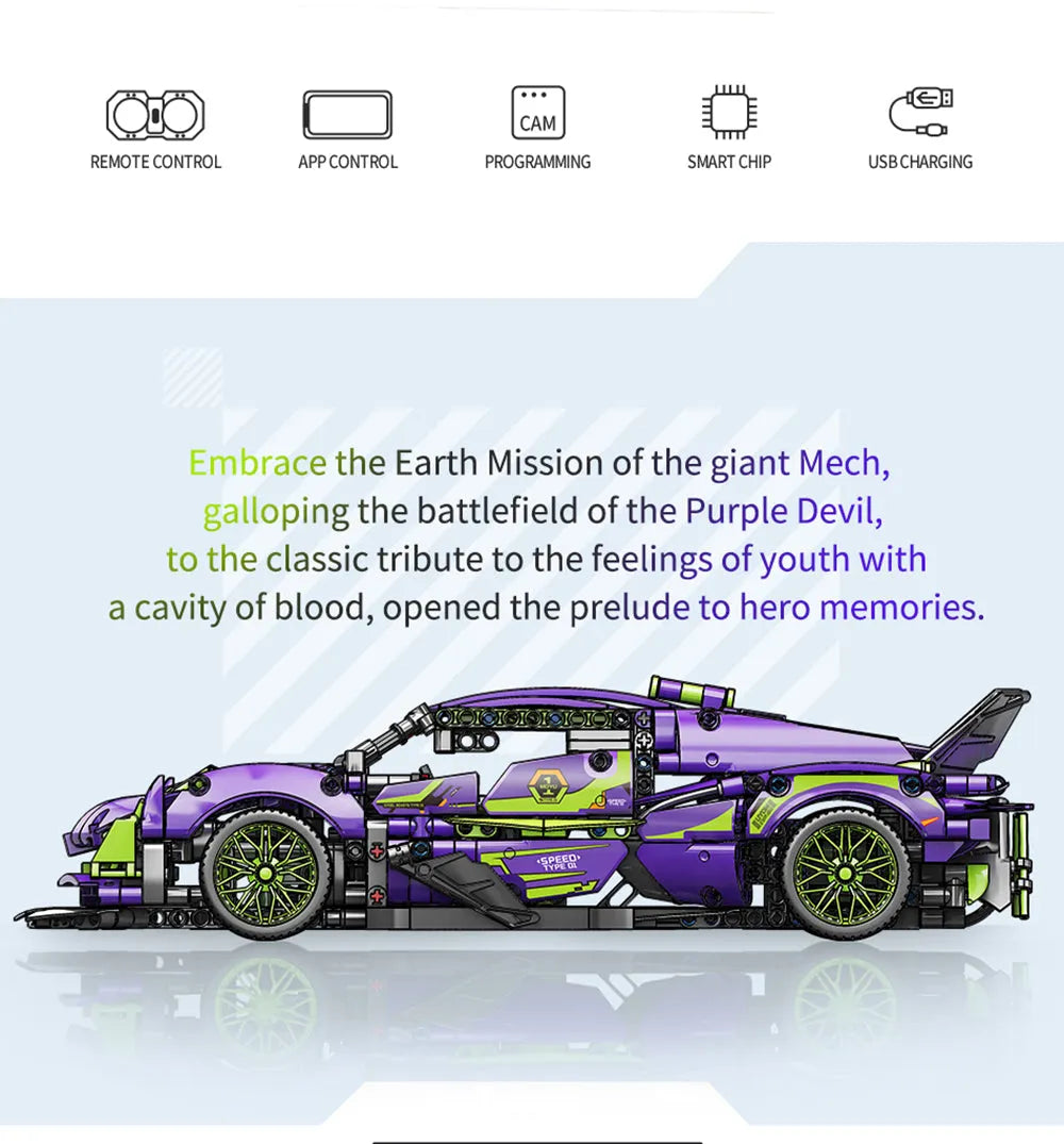 MOYU MOC Motorized Building Block Set: Apollo Project Evo Racing Sports Car 88320, Model MY88320