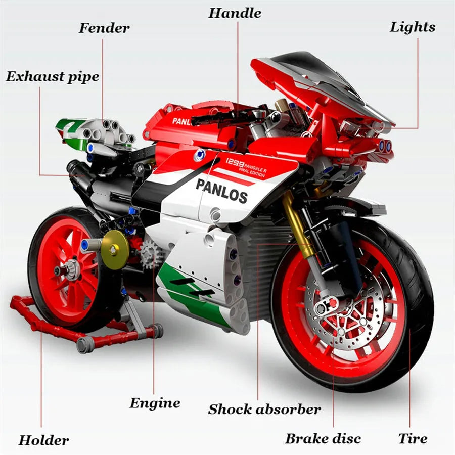 Panlos MOC Building Block Set: Bike MOC Fast Racing Motorcycle 672001