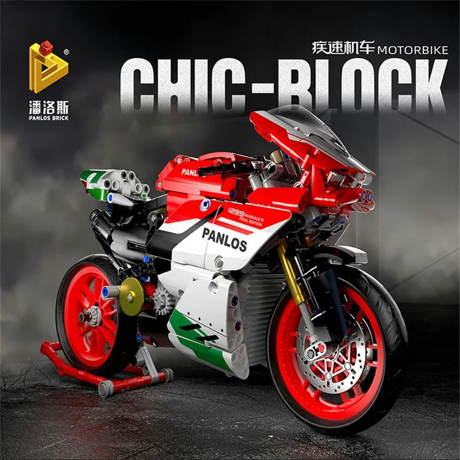 Panlos MOC Building Block Set: Bike MOC Fast Racing Motorcycle 672001