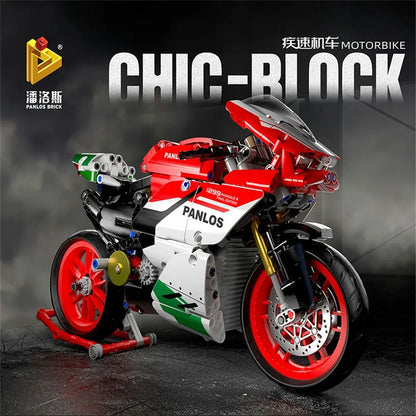 Panlos MOC Building Block Set: Bike MOC Fast Racing Motorcycle 672001