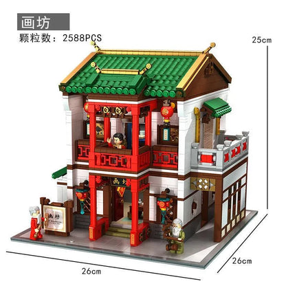 Panlos Building Block Set: Ancient China Town Painting Workshop, Model 610011