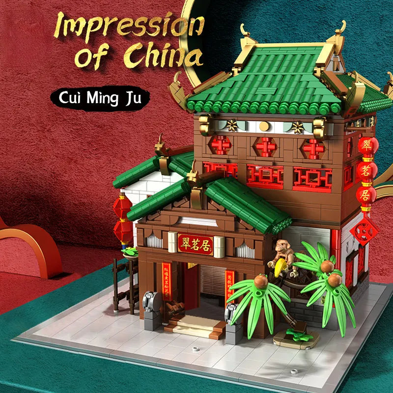 Panlos Building Block Set: China Town Ancient Emerald House, Model 610014