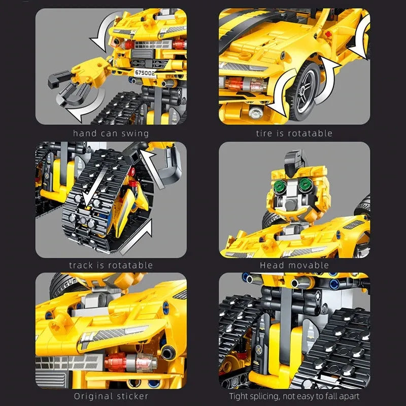 Panlos Motorized Building Block Set: Electric 2In1 Robot APP RC Transbot
