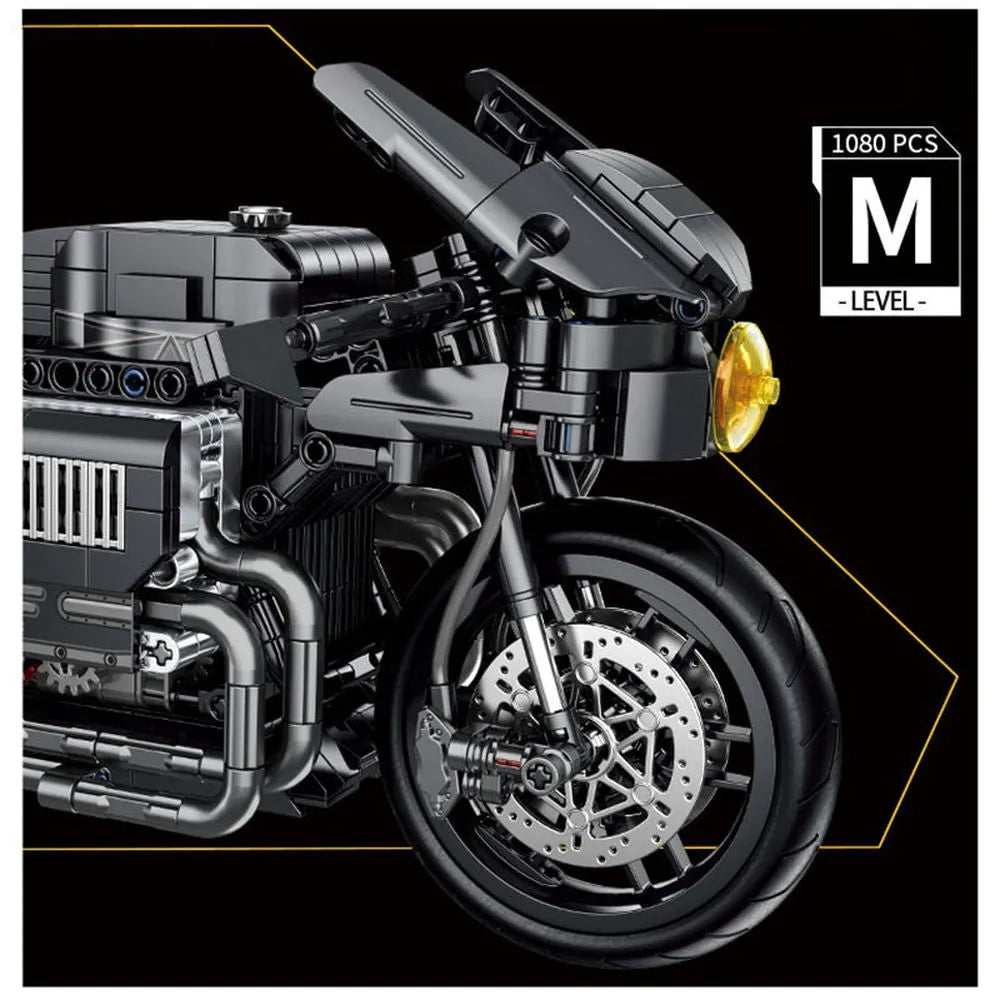 Panlos MOC Building Block Set: High Tech MOC Classic City Motorcycle, Model 672009