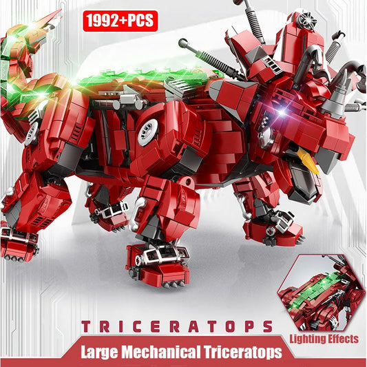 Panlos MOC Building Block Set: Jurassic Dinosaur MOC Mechanical Triceratops, Model 611012