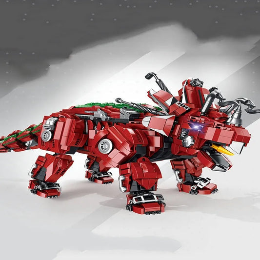 Panlos MOC Building Block Set: Jurassic Dinosaur MOC Mechanical Triceratops, Model 611012
