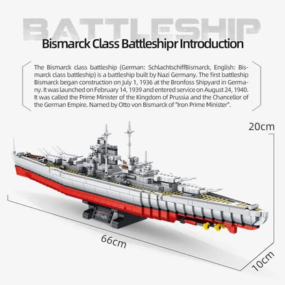 Panlos Building Block Set: German Bismarck Battleship Warship, Model 637004