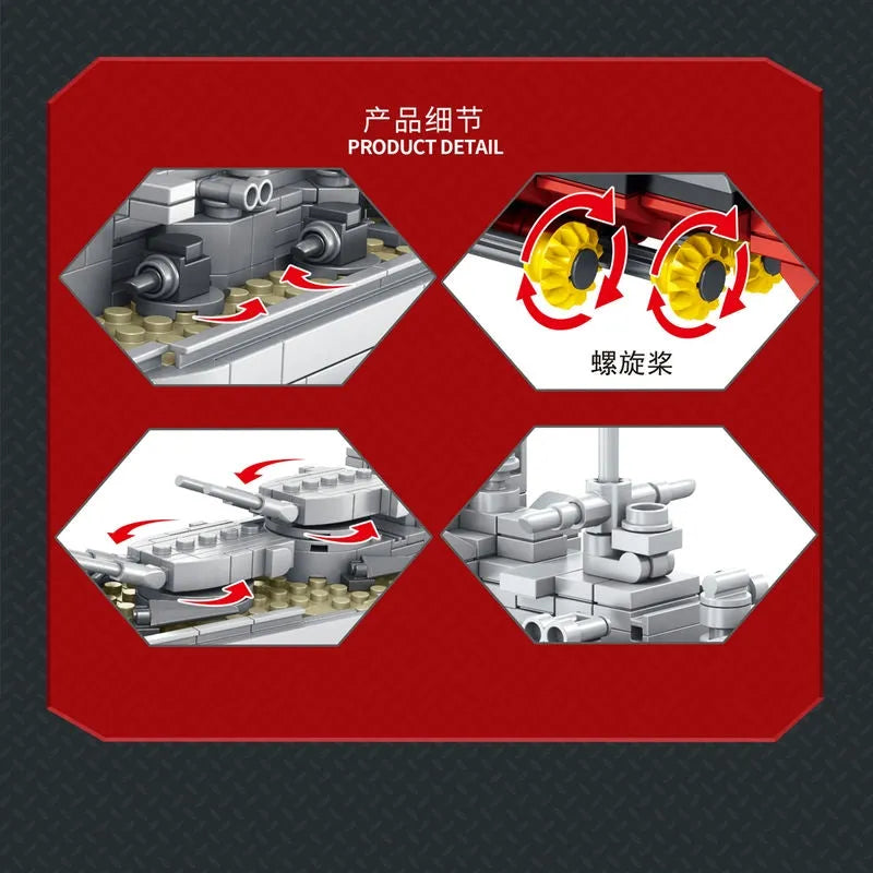 Panlos Building Block Set: German Bismarck Battleship Warship, Model 637004