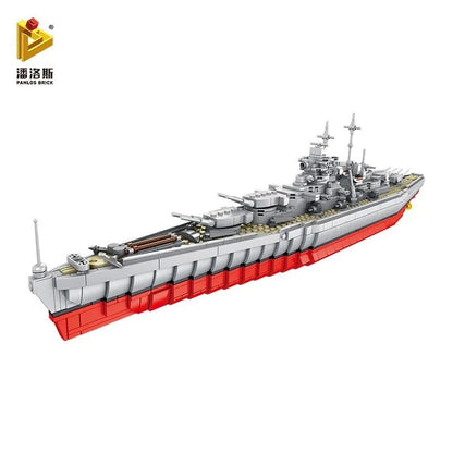 Panlos Building Block Set: German Bismarck Battleship Warship, Model 637004