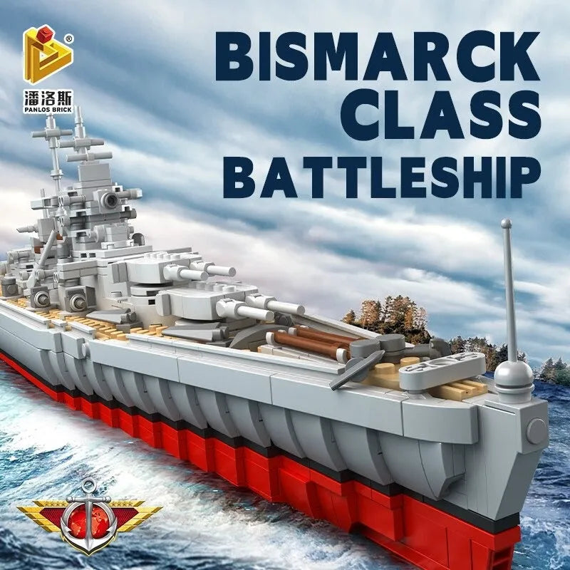 Panlos Building Block Set: German Bismarck Battleship Warship, Model 637004