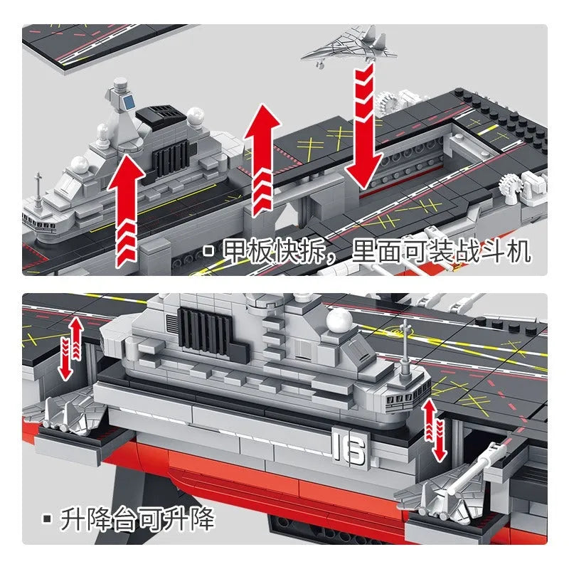 Panlos Building Block Set: Liaoning Navy Aircraft Carrier War Ship, Model 688012