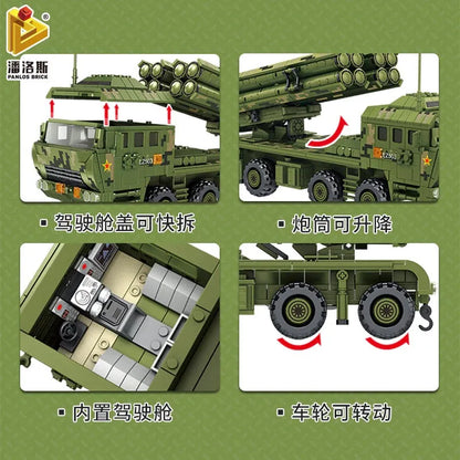 Panlos MOC Building Block Set: Rocket Gun Carrier War Truck, Model 639002