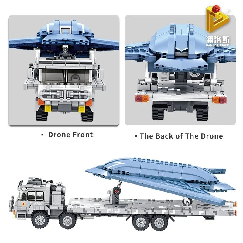 Panlos MOC Building Block Set: Stealth Combat Drone Truck, Model 639006
