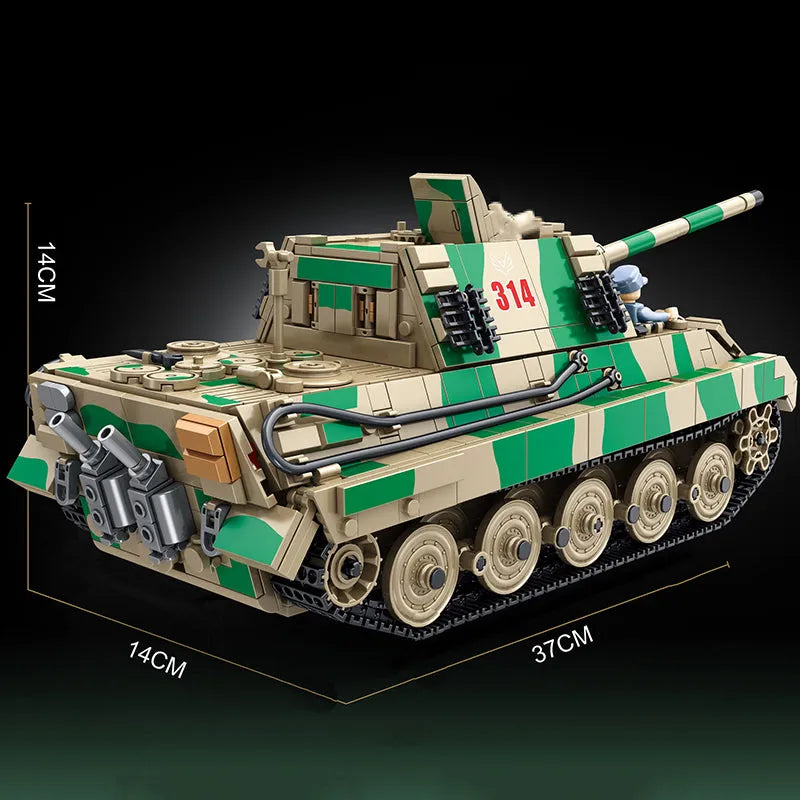 Panlos MOC Building Block Set: WW2 Jagdtiger Heavy Battle Tank, Model 632017