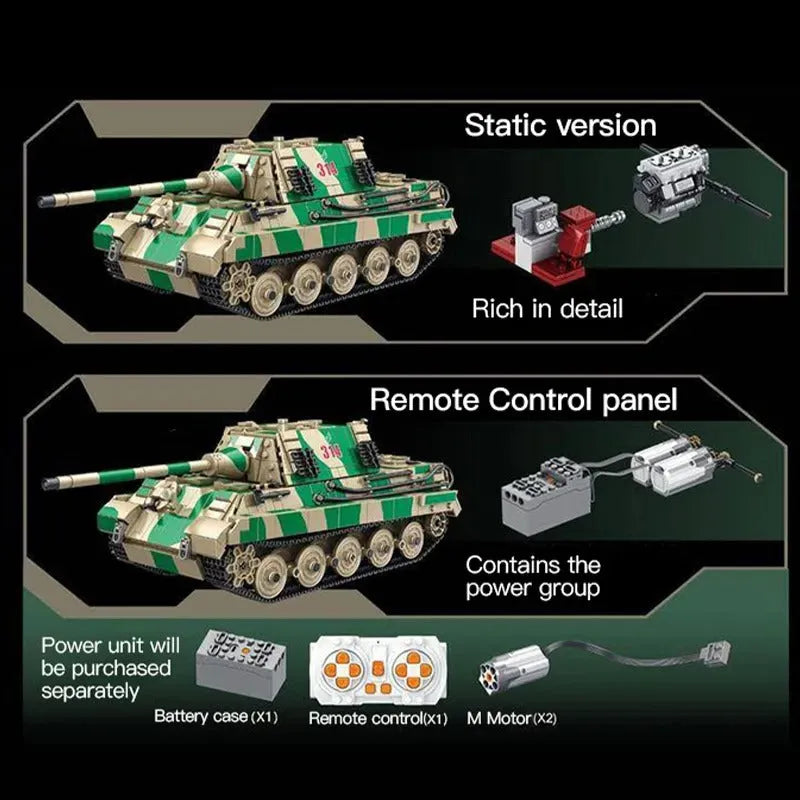 Panlos MOC Building Block Set: WW2 Jagdtiger Heavy Battle Tank, Model 632017