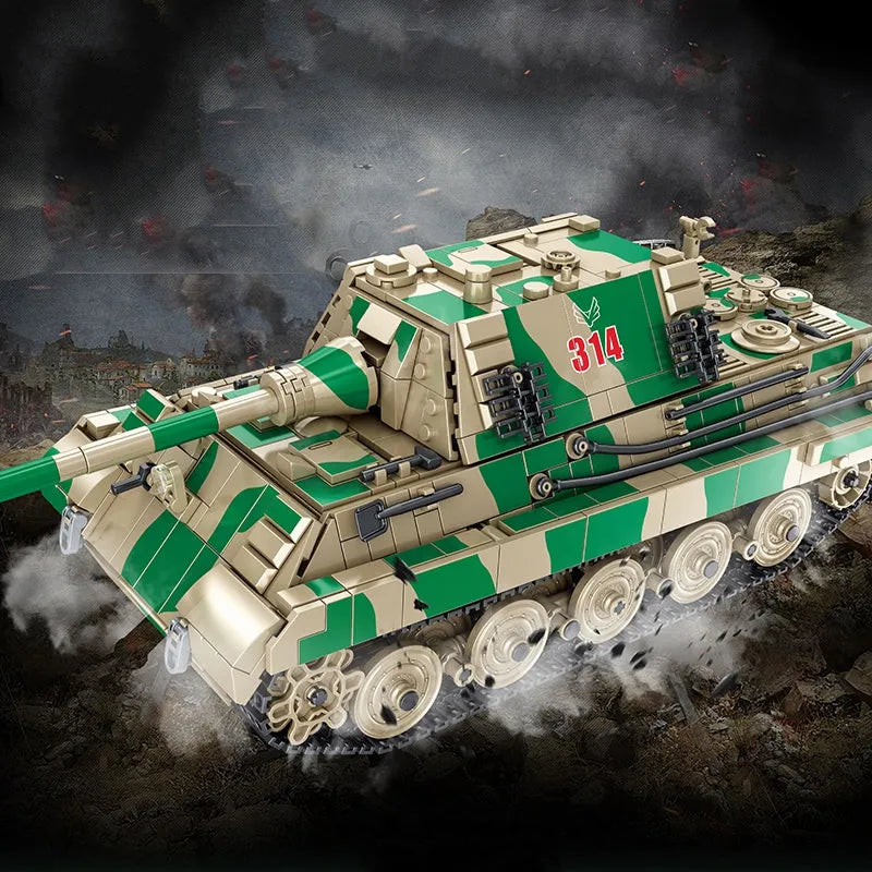 Panlos MOC Building Block Set: WW2 Jagdtiger Heavy Battle Tank, Model 632017